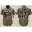 Men's Buffalo Bills #17 Josh Allen Limited Olive 2022 Salute To Service Baseball Jersey