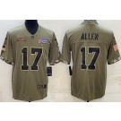 Men's Buffalo Bills #17 Josh Allen Limited Olive 2022 Salute To Service Jersey
