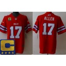 Men's Buffalo Bills #17 Josh Allen Limited Red FUSE 2023 Captain Patch Vapor Jersey