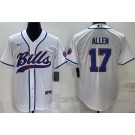 Men's Buffalo Bills #17 Josh Allen White Baseball Jersey