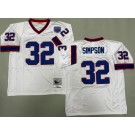 Men's Buffalo Bills #32 OJ Simpson White 1973 Throwback Jersey