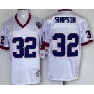 Men's Buffalo Bills #32 OJ Simpson White Throwback Jersey