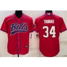 Men's Buffalo Bills #34 Thurman Thomas Limited Red Baseball Jersey