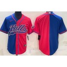 Men's Buffalo Bills Blank Blue Red Split Baseball Jersey