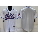 Men's Buffalo Bills Blank White Baseball Jersey
