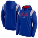 Men's Buffalo Bills Blue Gray Sideline Athletic Stack Performance Pullover Hoodie