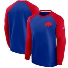 Men's Buffalo Bills Blue Historic Raglan Crew Performance Sweater