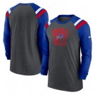 Men's Buffalo Bills Gray Blue Tri Blend Raglan Athletic Long Sleeve T Shirt