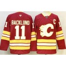 Men's Calgary Flames #11 Mikael Backlund Red Authentic Jersey