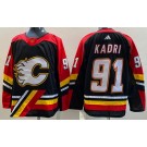Men's Calgary Flames #91 Nazem Kadri Black 2022 Reverse Retro Authentic Jersey