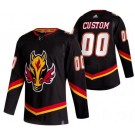 Men's Calgary Flames Customized Black 2021 Reverse Retro Authentic Jersey