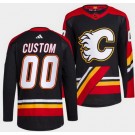 Men's Calgary Flames Customized Black 2022 Reverse Retro Authentic Jersey