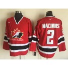 Men's Canada #2 Al MacInnis Red Hockey Jersey