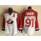 Men's Canada #91 Joe Sakic White Hockey Jersey