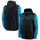 Men's Carolina Panthers Black Blue Fan Gear Mascot Performance Full Zip Hoodie
