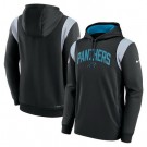 Men's Carolina Panthers Black Gray Sideline Athletic Stack Performance Pullover Hoodie