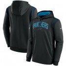 Men's Carolina Panthers Black Sideline Athletic Stack Performance Pullover Hoodie