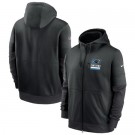 Men's Carolina Panthers Black Sideline Impact Lockup Performance Full Zip Pullover Hoodie