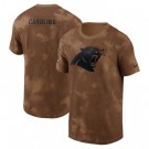 Men's Carolina Panthers Brown 2023 Salute To Service Sideline T Shirt