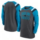 Men's Carolina Panthers Gray Blue Tri Blend Raglan Athletic Long Sleeve T Shirt