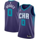 Men's Charlotte Hornets #0 Miles Bridges Purple Statement Icon Hot Press Jersey