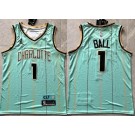 Men's Charlotte Hornets #1 Lamelo Ball Aqua 2024 City Swingman Jersey
