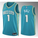 Men's Charlotte Hornets #1 Lamelo Ball Green 2023 City Icon Heat Press Jersey