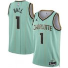 Men's Charlotte Hornets #1 Lamelo Ball Mint 2024 Heat Press Jersey