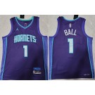Men's Charlotte Hornets #1 Lamelo Ball Purple Icon Swingman Jersey
