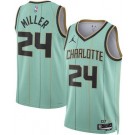 Men's Charlotte Hornets #24 Brandon Miller Mint 2024 Heat Press Jersey