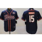 Men's Chicago Bears #15 Rome Odunze Limited Navy Throwback Baseball Jersey