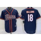 Men's Chicago Bears #18 Caleb Williams Limited Navy Baseball Jersey
