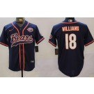 Men's Chicago Bears #18 Caleb Williams Limited Navy Throwback Baseball Jersey