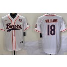 Men's Chicago Bears #18 Caleb Williams Limited White Bear Logo Baseball Jersey