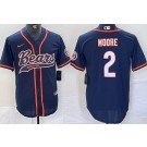 Men's Chicago Bears #2 DJ Moore Limited Navy Baseball Jersey