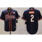 Men's Chicago Bears #2 DJ Moore Limited Navy Throwback Baseball Jersey