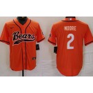 Men's Chicago Bears #2 DJ Moore Limited Orange Baseball Jersey