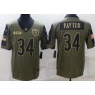 Men's Chicago Bears #34 Walter Payton Limited Olive 2021 Salute To Service Jersey