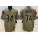 Men's Chicago Bears #34 Walter Payton Limited Olive 2022 Salute To Service Jersey