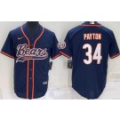 Men's Chicago Bears #34 Walter Payton Navy BaseBall Jersey