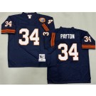 Men's Chicago Bears #34 Walter Payton Navy Bear Patch 1985 Throwback Jersey