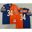 Men's Chicago Bears #34 Walter Payton Navy Orange Split Throwback Jersey