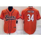 Men's Chicago Bears #34 Walter Payton Orange BaseBall Jersey