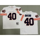 Men's Chicago Bears #40 Gale Sayers White Bear Patch Throwback Jersey