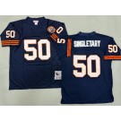 Men's Chicago Bears #50 Mike Singletary Navy Bear Patch Throwback Jersey