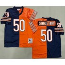 Men's Chicago Bears #50 Mike Singletary Navy Orange Split Throwback Jersey