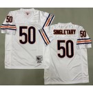 Men's Chicago Bears #50 Mike Singletary White Throwback Jersey