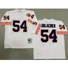 Men's Chicago Bears #54 Brian Urlacher White Bear Patch Throwback Jersey