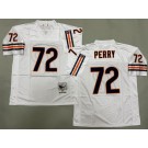 Men's Chicago Bears #72 William Perry White 1985 Throwback Jersey