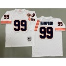 Men's Chicago Bears #99 Dan Hampton White Bear Patch Throwback Jersey